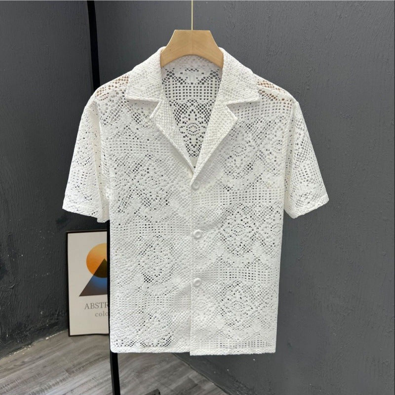 Men's Retro Breathable Hollow-Out Lace Shirt - RALO COLLECTION STUDIO