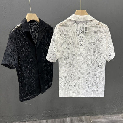 Men's Retro Breathable Hollow-Out Lace Shirt - RALO COLLECTION STUDIO