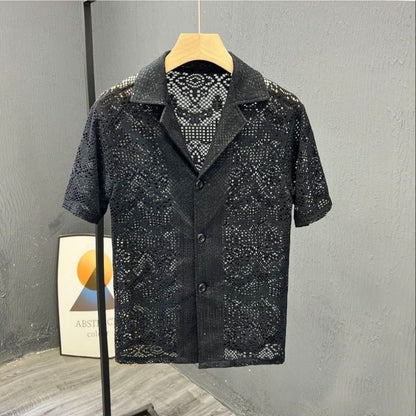 Men's Retro Breathable Hollow-Out Lace Shirt - RALO COLLECTION STUDIO