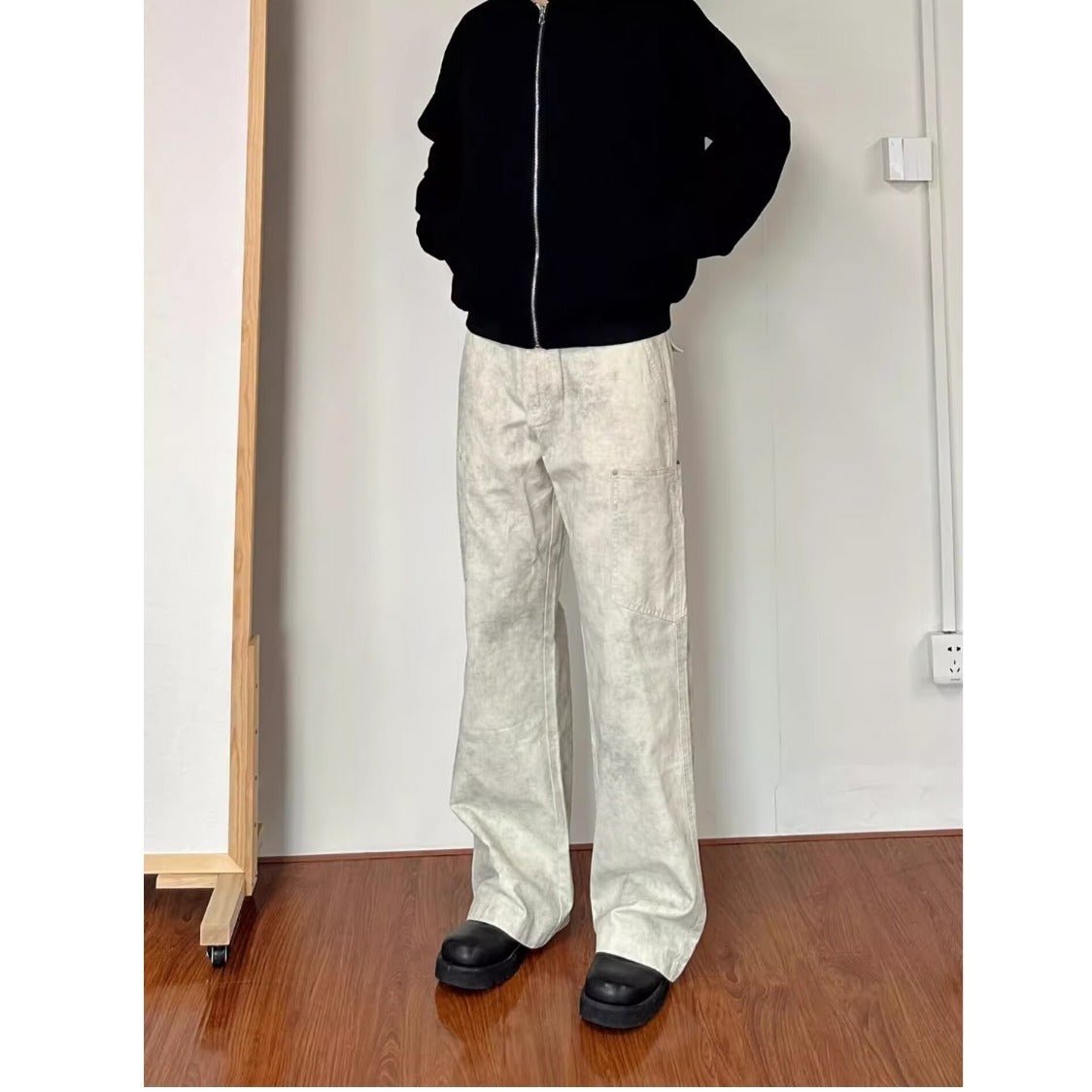 Mens Retro Marble-Print Cargo Pants - RALO COLLECTION STUDIO