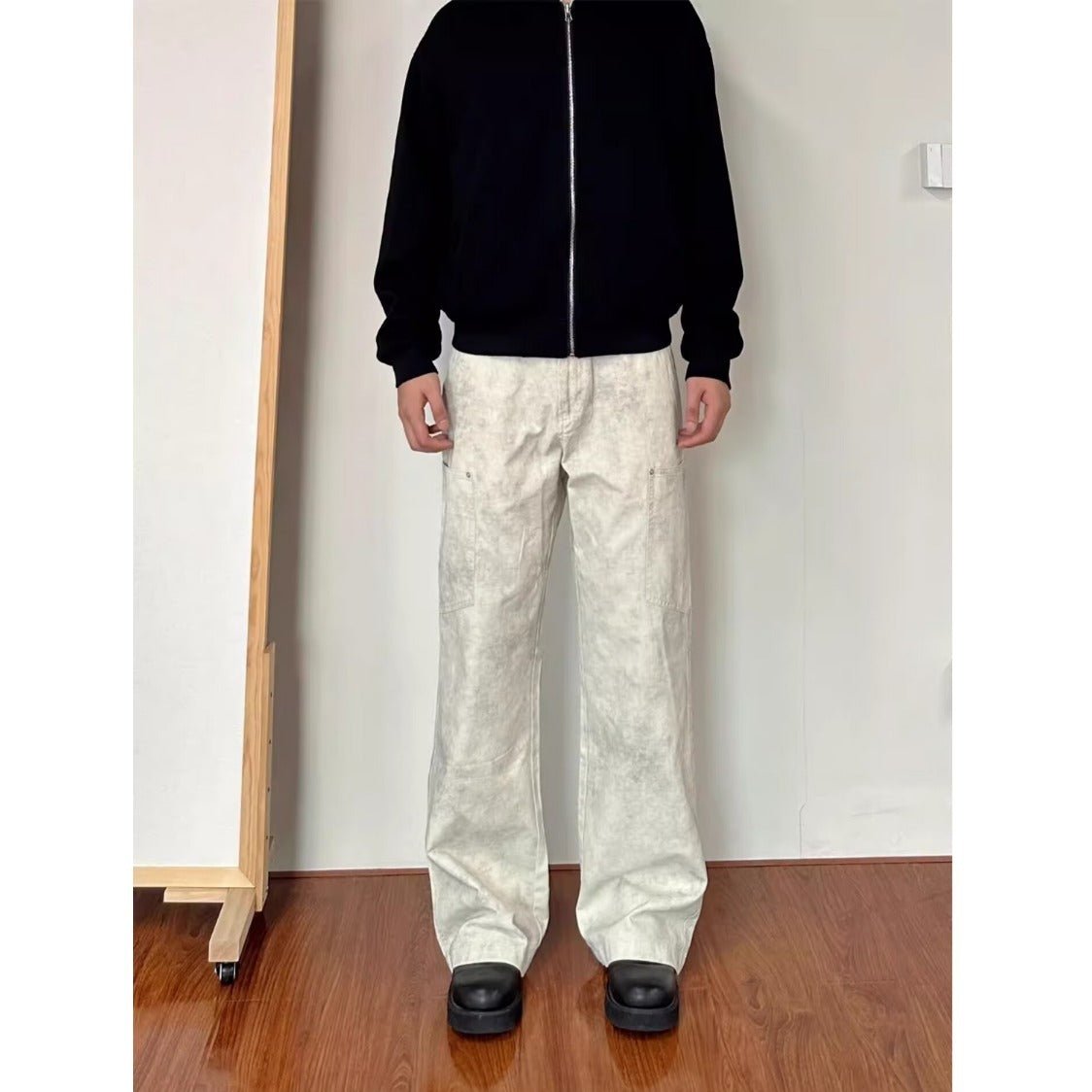 Mens Retro Marble-Print Cargo Pants - RALO COLLECTION STUDIO