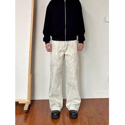 Mens Retro Marble-Print Cargo Pants - RALO COLLECTION STUDIO