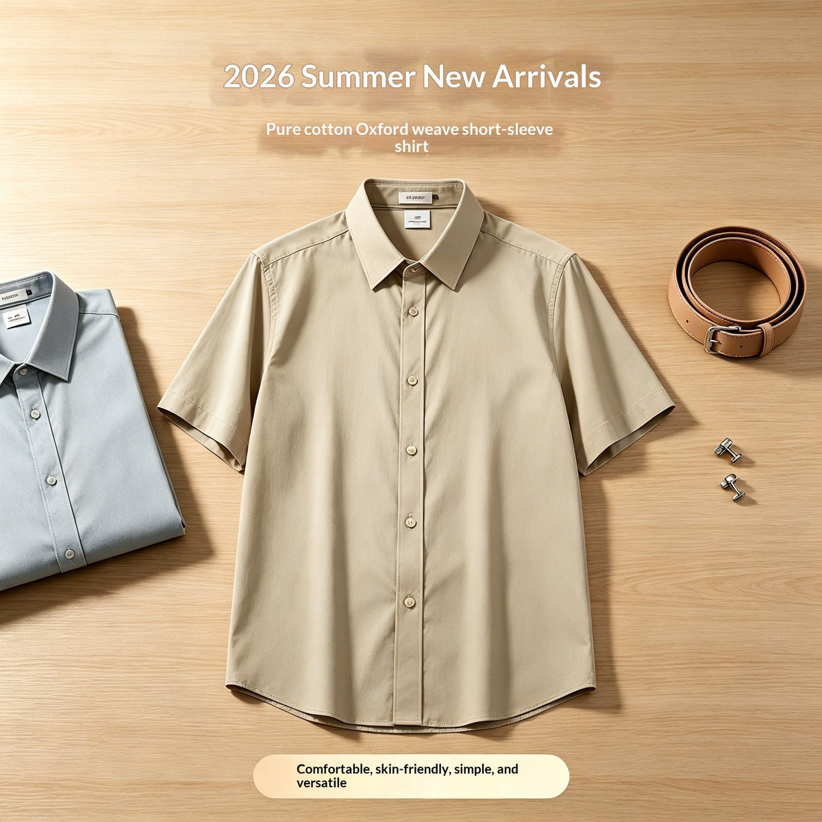 Mens Short-Sleeve Cotton Business-Casual Shirt - RALO COLLECTION STUDIO