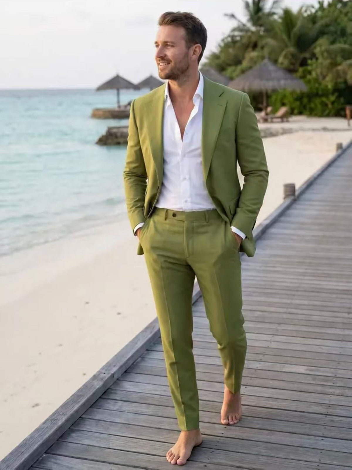 Mens Solid-Color Loose-Fit Versatile Linen Suit Set - RALO COLLECTION STUDIO