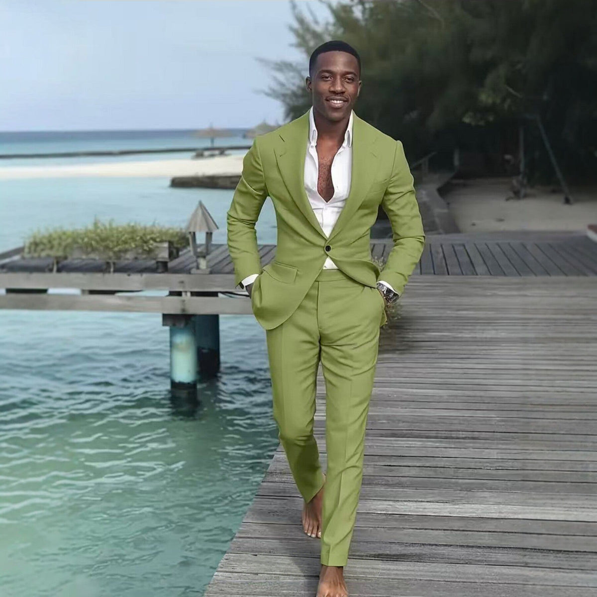 Mens Solid-Color Loose-Fit Versatile Linen Suit Set - RALO COLLECTION STUDIO