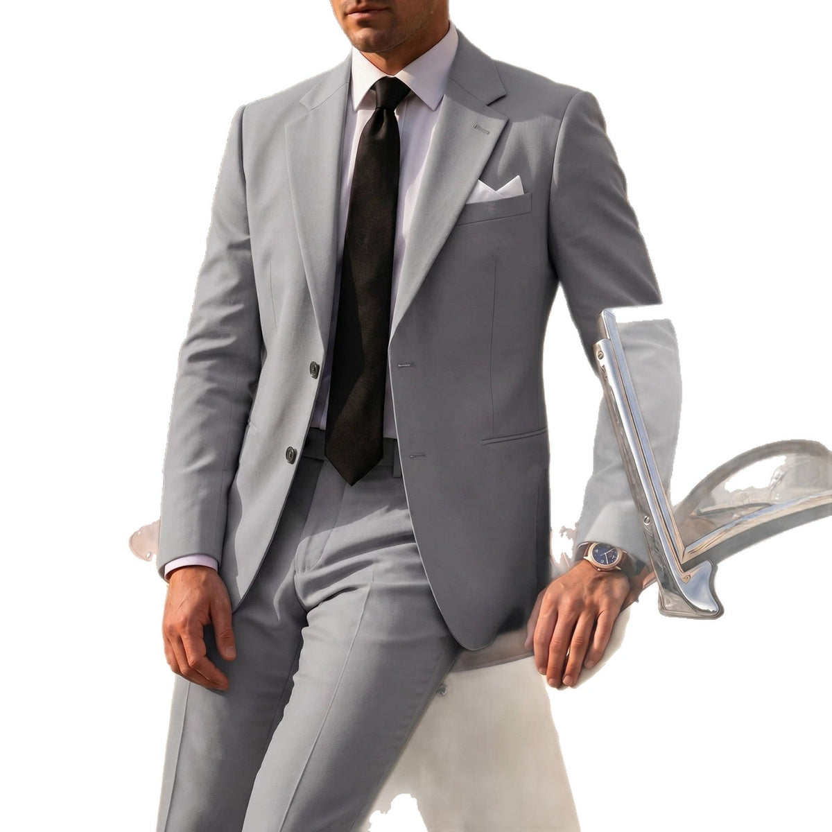 Mens Solid-Colored Business Gentleman Formal Suit With Long Trousers - RALO COLLECTION STUDIO