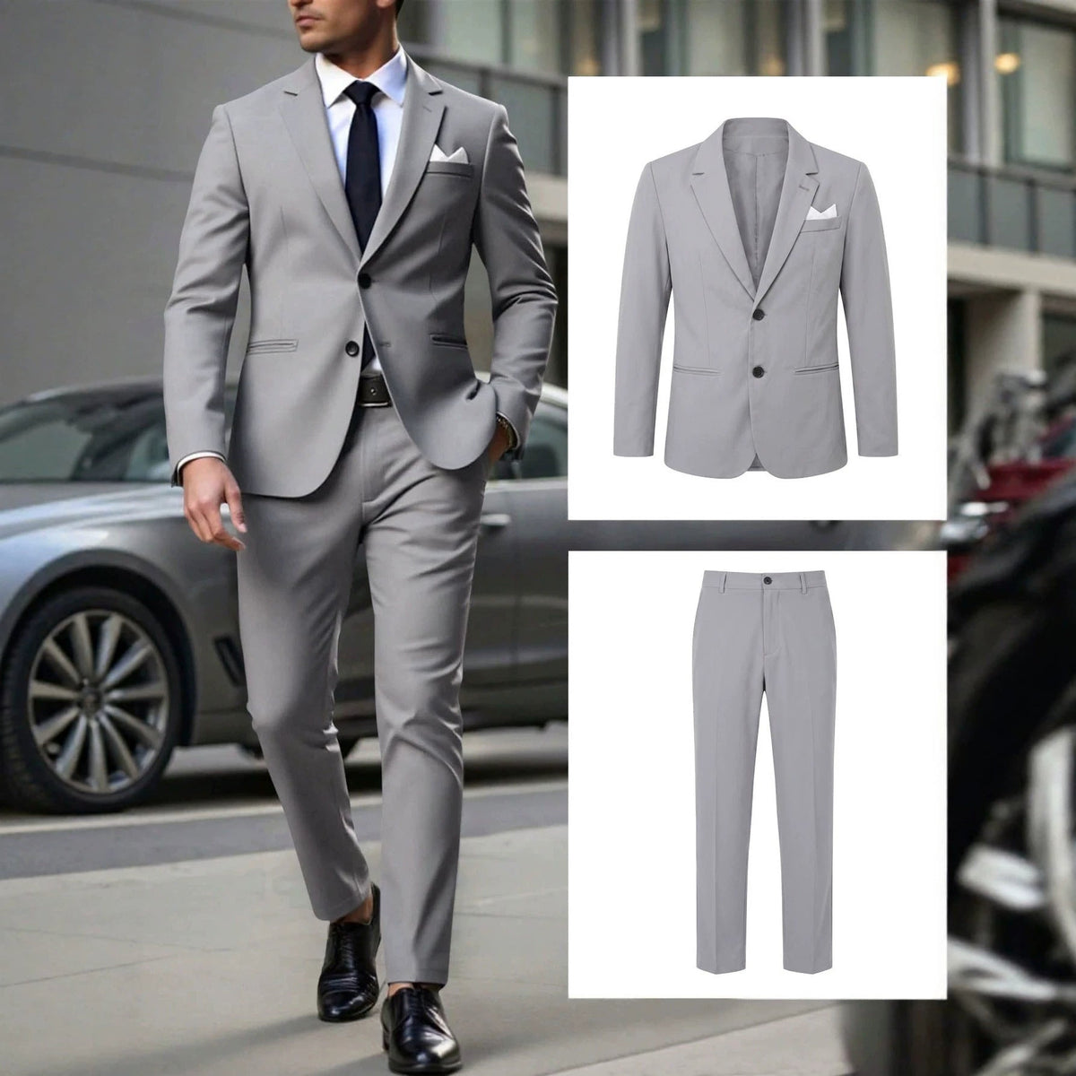 Mens Solid-Colored Business Gentleman Formal Suit With Long Trousers - RALO COLLECTION STUDIO