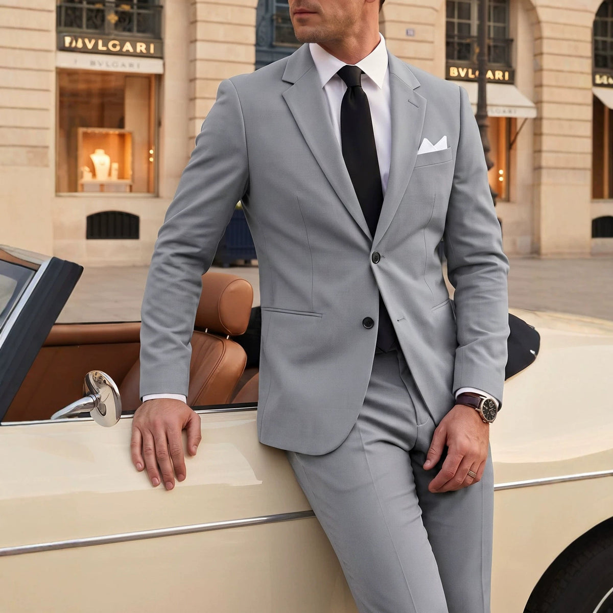 Mens Solid-Colored Business Gentleman Formal Suit With Long Trousers - RALO COLLECTION STUDIO