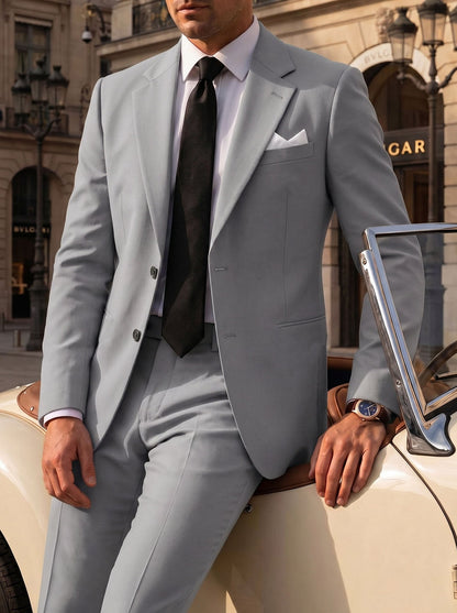 Mens Solid-Colored Business Gentleman Formal Suit With Long Trousers - RALO COLLECTION STUDIO