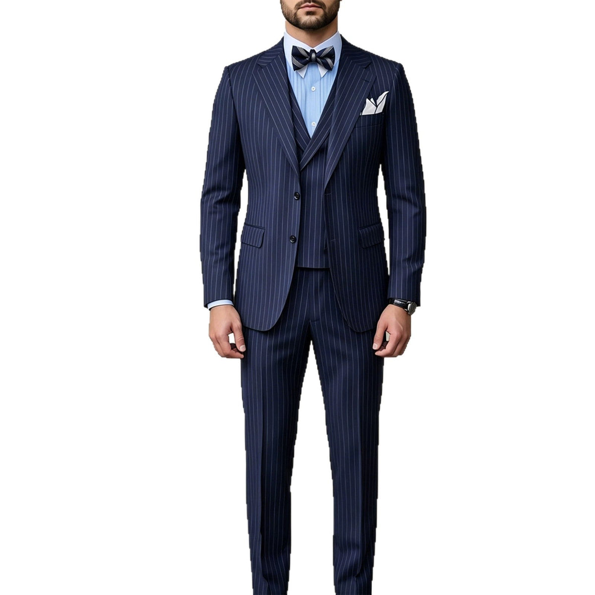 Mens Striped Business Suit Set - RALO COLLECTION STUDIO