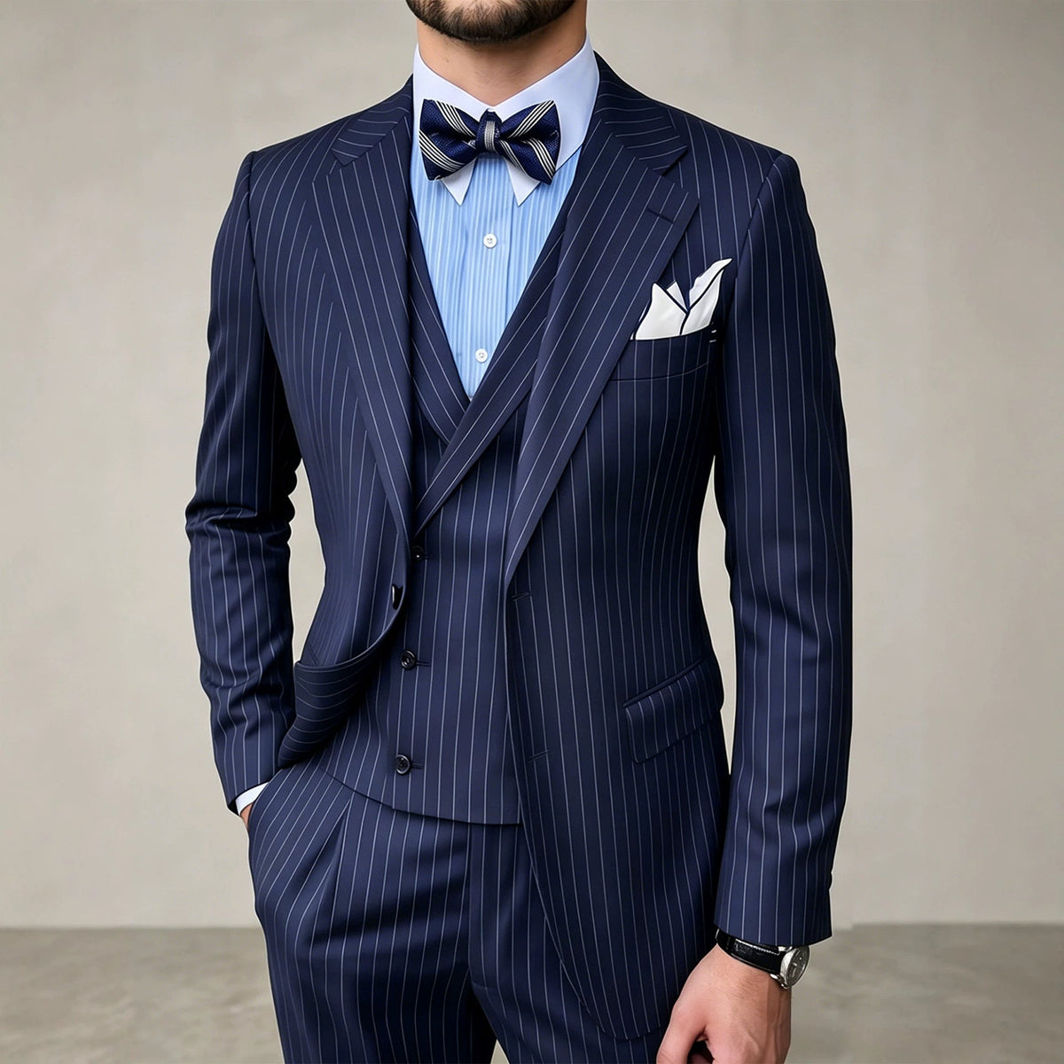 Mens Striped Business Suit Set - RALO COLLECTION STUDIO