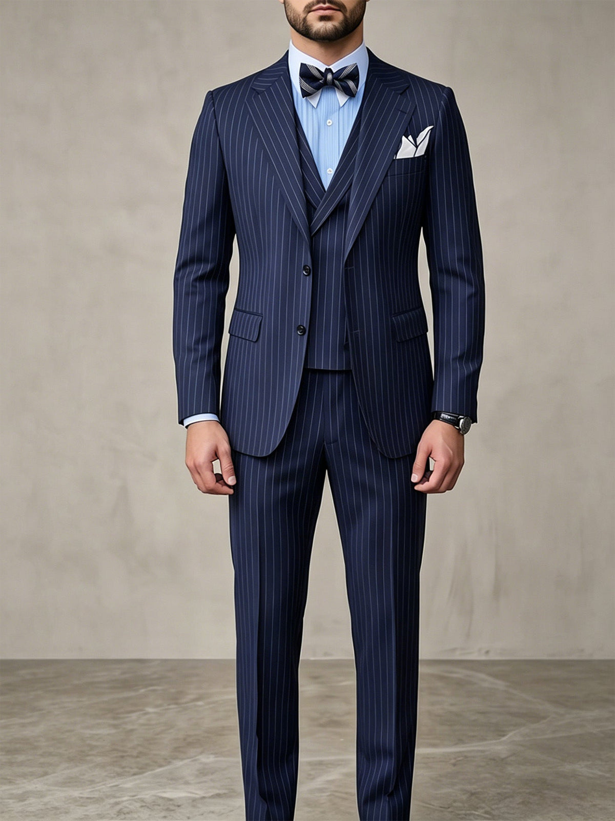 Mens Striped Business Suit Set - RALO COLLECTION STUDIO