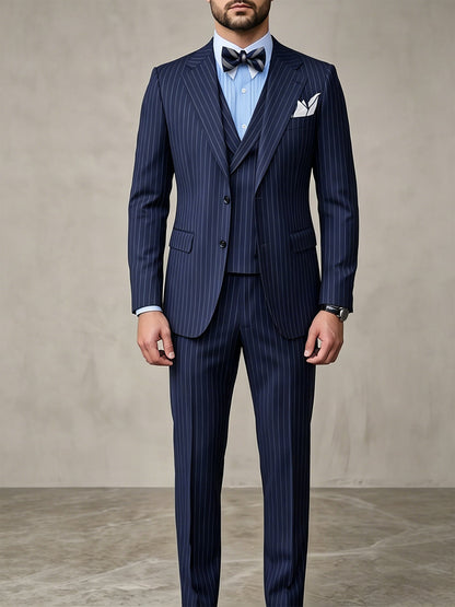 Mens Striped Business Suit Set - RALO COLLECTION STUDIO