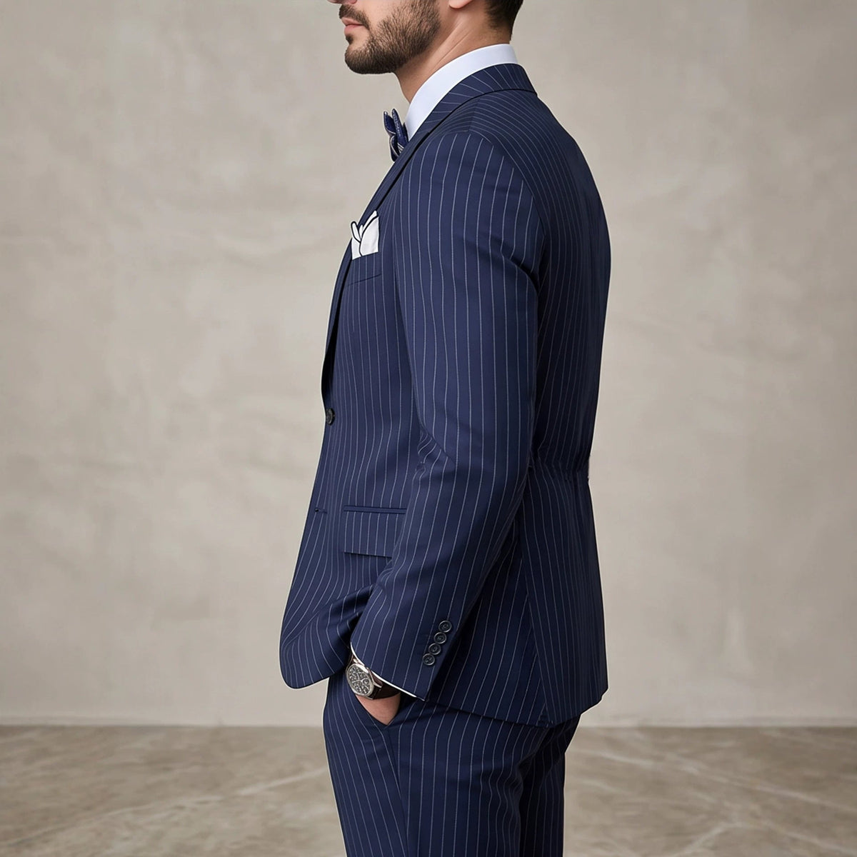 Mens Striped Business Suit Set - RALO COLLECTION STUDIO