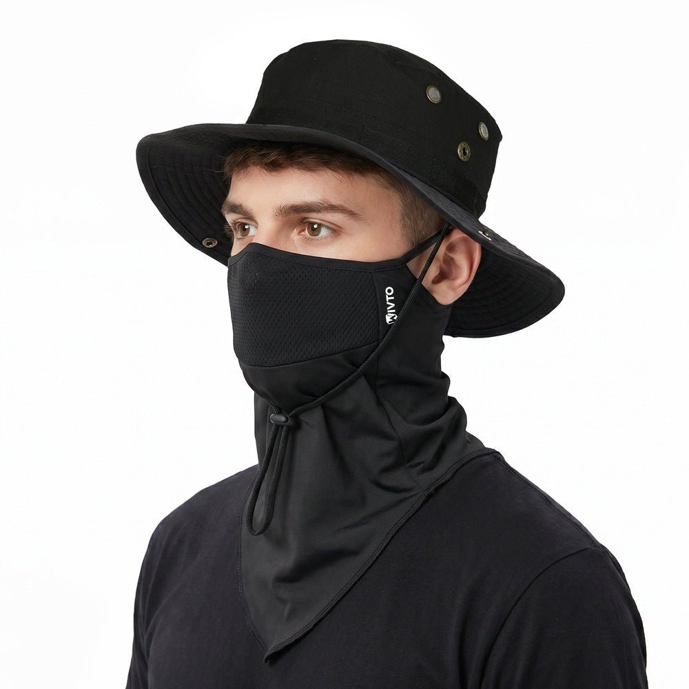 Mens Sun-Protective Ice-Silk Face Mask Sports Round-Brim Hat - RALO COLLECTION STUDIO