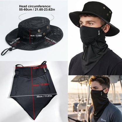 Mens Sun-Protective Ice-Silk Face Mask Sports Round-Brim Hat - RALO COLLECTION STUDIO