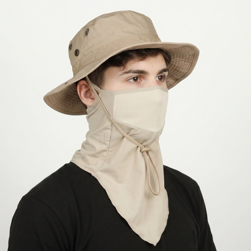 Mens Sun-Protective Ice-Silk Face Mask Sports Round-Brim Hat - RALO COLLECTION STUDIO