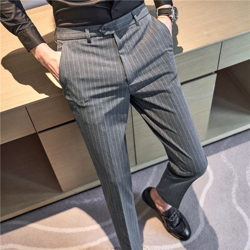 Men's Thickened AutumnWinter Striped Textured Casual Trousers - RALO COLLECTION STUDIO