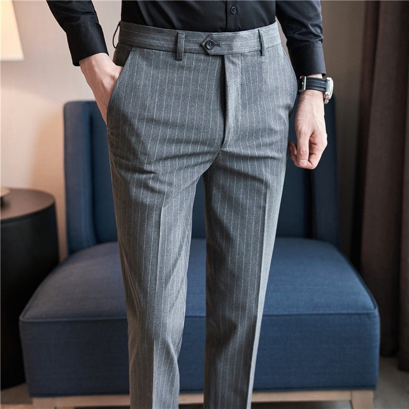 Men's Thickened AutumnWinter Striped Textured Casual Trousers - RALO COLLECTION STUDIO