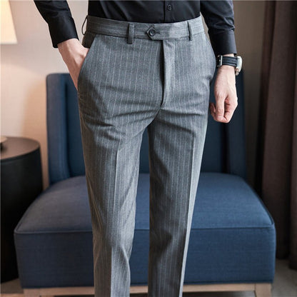 Men's Thickened AutumnWinter Striped Textured Casual Trousers - RALO COLLECTION STUDIO