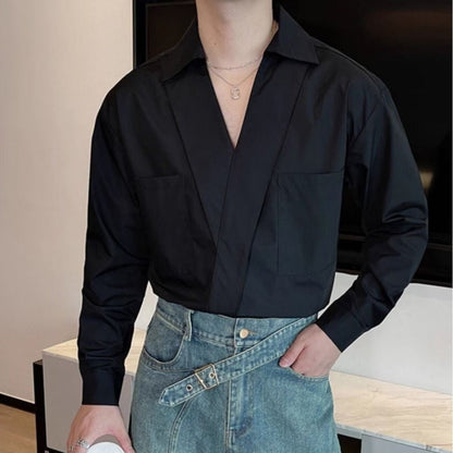 Men's V-neck Long-sleeve Pullover Shirt - RALO COLLECTION STUDIO