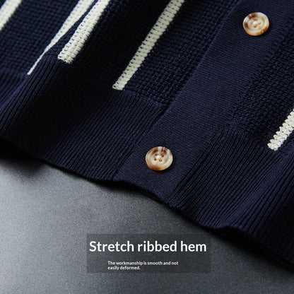 Mens Winter Knitted Sweater With Color-Block Print And Simple Lapel - RALO COLLECTION STUDIO