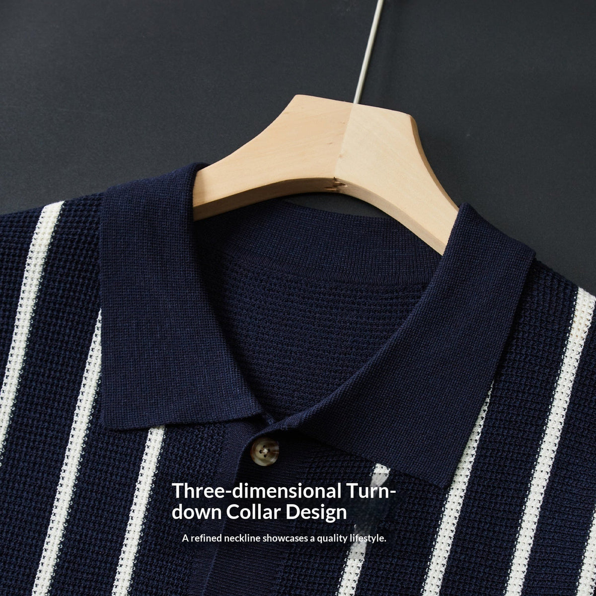 Mens Winter Knitted Sweater With Color-Block Print And Simple Lapel - RALO COLLECTION STUDIO