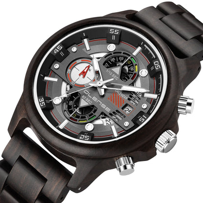 Men's Wood Watch Quartz Multifunctional Luminous - RALO COLLECTION STUDIO