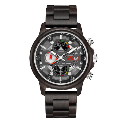 Men's Wood Watch Quartz Multifunctional Luminous - RALO COLLECTION STUDIO