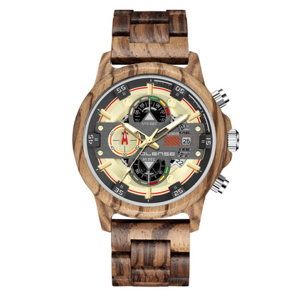 Men's Wood Watch Quartz Multifunctional Luminous - RALO COLLECTION STUDIO