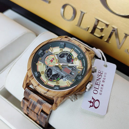 Men's Wood Watch Quartz Multifunctional Luminous - RALO COLLECTION STUDIO