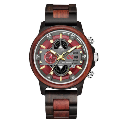 Men's Wood Watch Quartz Multifunctional Luminous - RALO COLLECTION STUDIO
