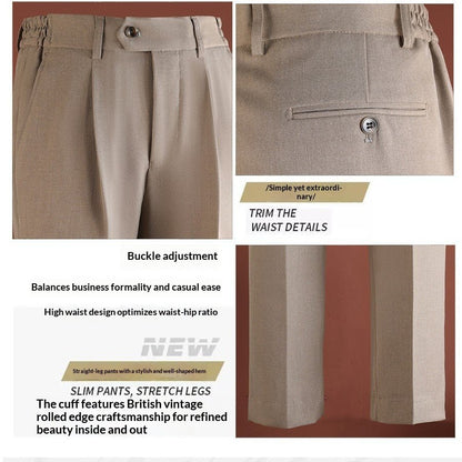 Mens Wrinkle-Resistant, Drapey Straight-Leg Casual Pants - RALO COLLECTION STUDIO