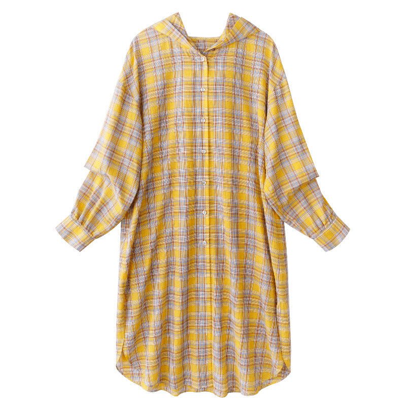 Mid-length Cotton Cardigan Fashion Plaid Loose Sunscreen Shirt - RALO COLLECTION STUDIO