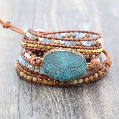 Natural Marine Stone Bracelet Beads Handmade - RALO COLLECTION STUDIO