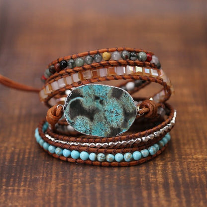 Natural Marine Stone Bracelet Beads Handmade - RALO COLLECTION STUDIO