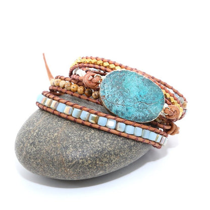 Natural Marine Stone Bracelet Beads Handmade - RALO COLLECTION STUDIO
