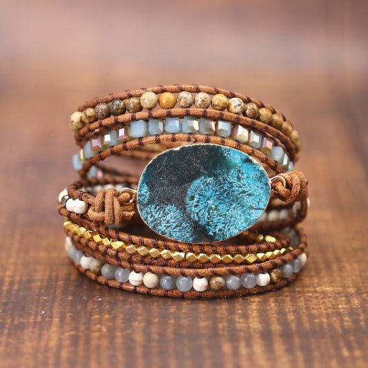 Natural Marine Stone Bracelet Beads Handmade - RALO COLLECTION STUDIO