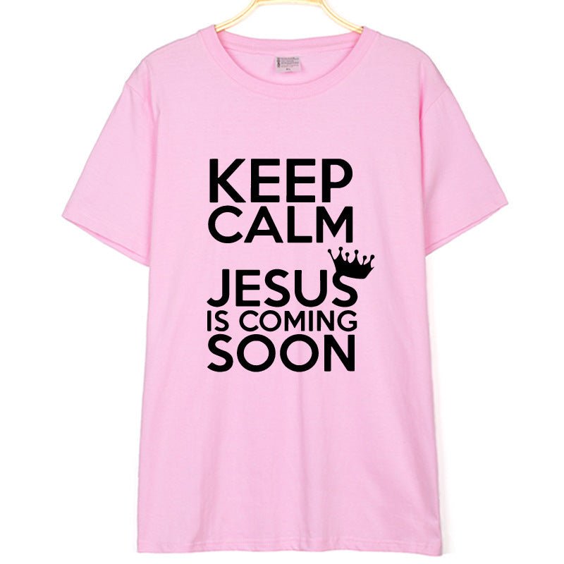 New Cotton KEEP CALM JESUS Letter Printing Men's And Women's T-shirt - RALO COLLECTION STUDIO