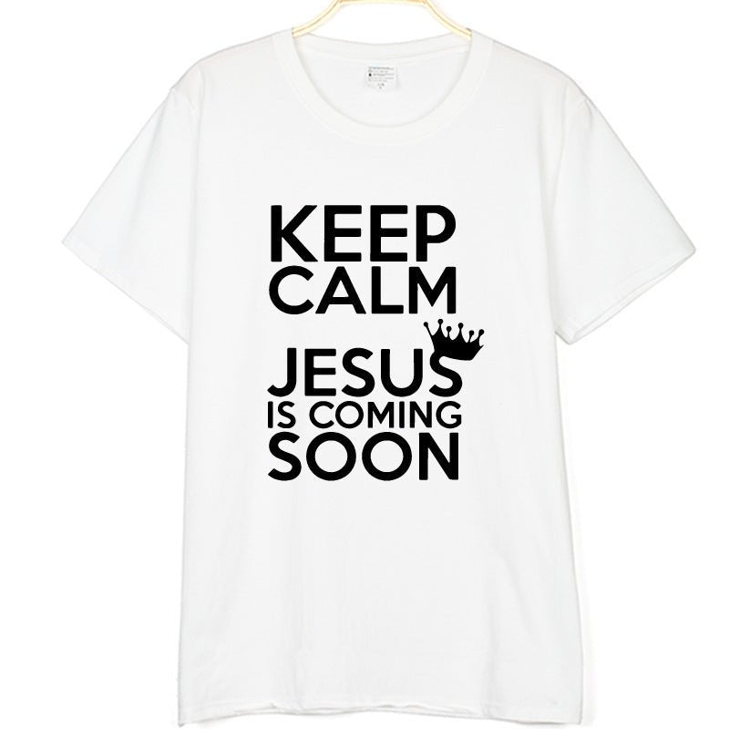 New Cotton KEEP CALM JESUS Letter Printing Men's And Women's T-shirt - RALO COLLECTION STUDIO