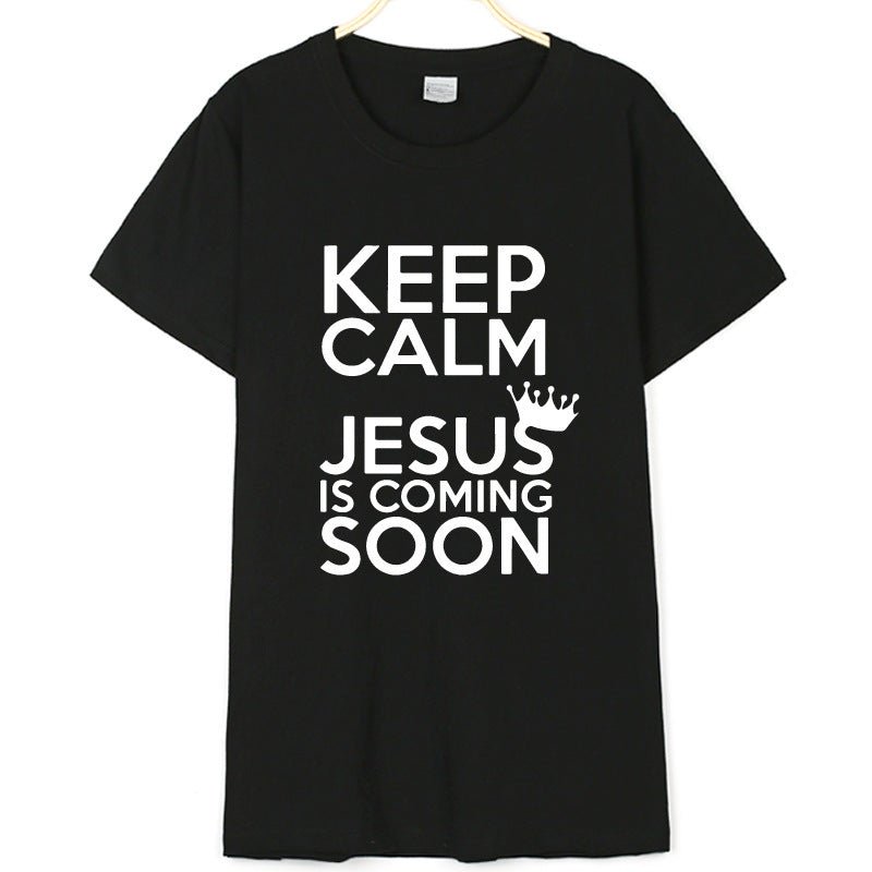New Cotton KEEP CALM JESUS Letter Printing Men's And Women's T-shirt - RALO COLLECTION STUDIO