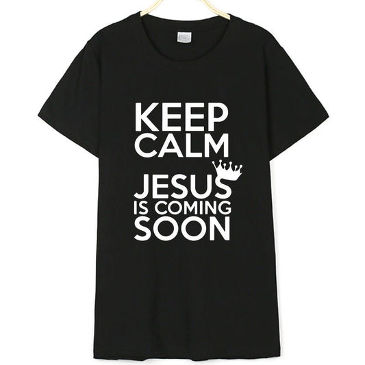 New Cotton KEEP CALM JESUS Letter Printing Men's And Women's T-shirt - RALO COLLECTION STUDIO