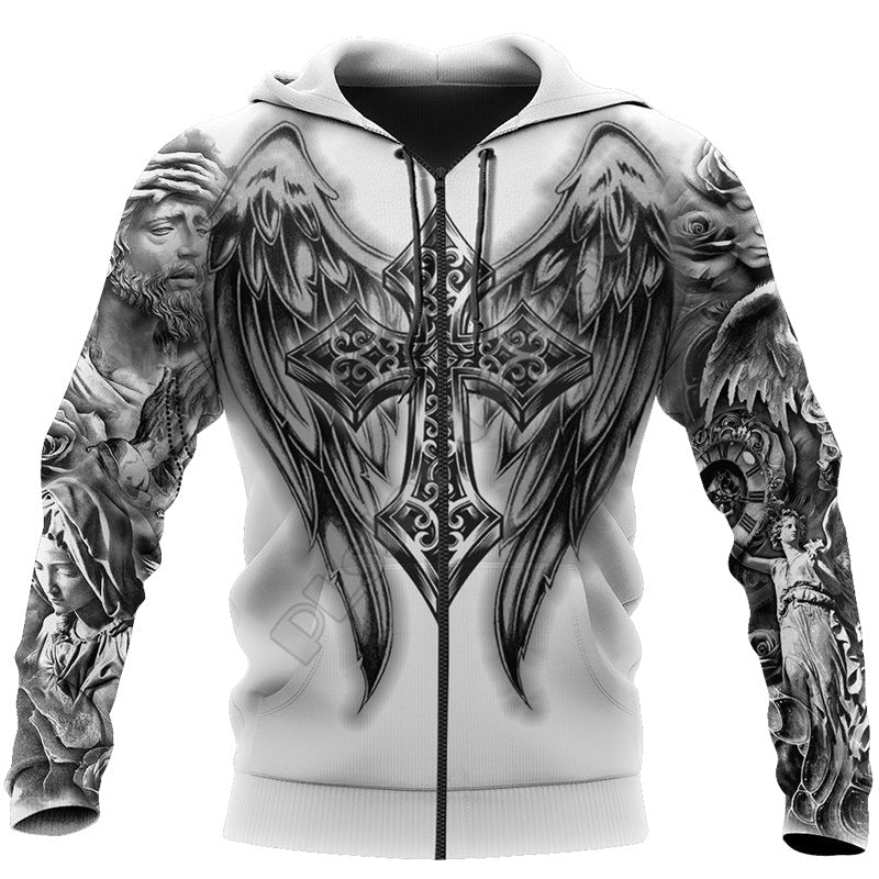 New Men's 3D Digital Jesus Print Long Sleeve Sweatshirt - RALO COLLECTION STUDIO