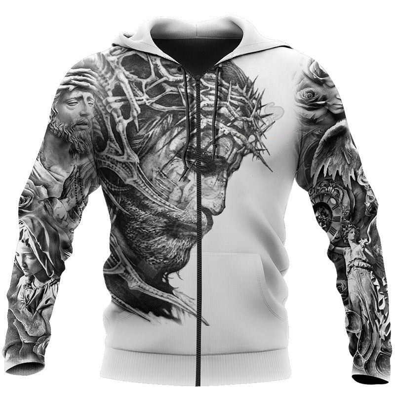 New Men's 3D Digital Jesus Print Long Sleeve Sweatshirt - RALO COLLECTION STUDIO