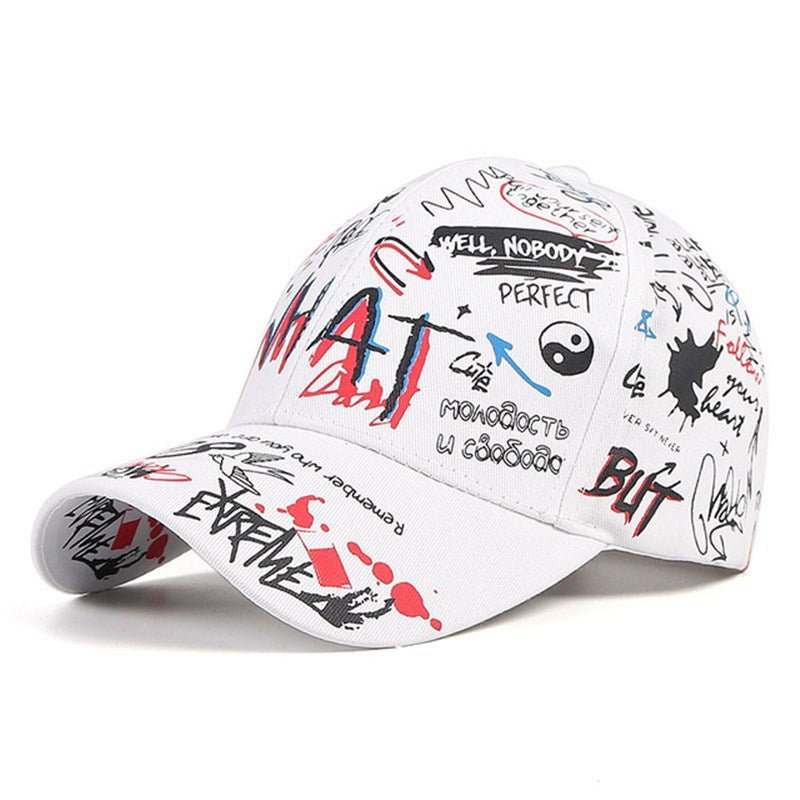 New WHAT Graffiti Baseball Cap Hip Hop Tide Hat Summer Travel Shade Caps Men Women Outdoor Sports Casual Hats Snapback Hats Gorr - RALO COLLECTION STUDIO