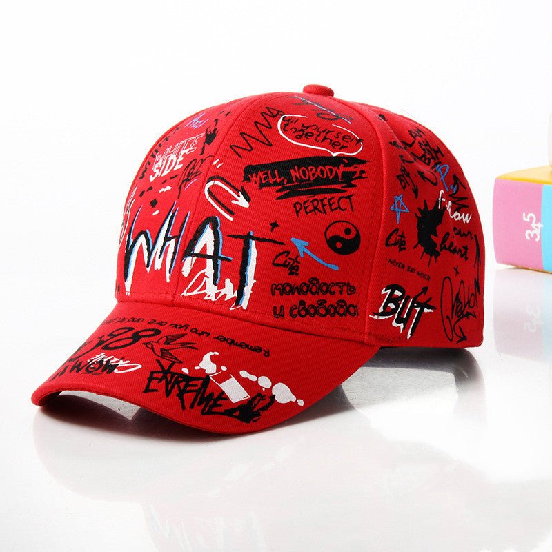 New WHAT Graffiti Baseball Cap Hip Hop Tide Hat Summer Travel Shade Caps Men Women Outdoor Sports Casual Hats Snapback Hats Gorr - RALO COLLECTION STUDIO