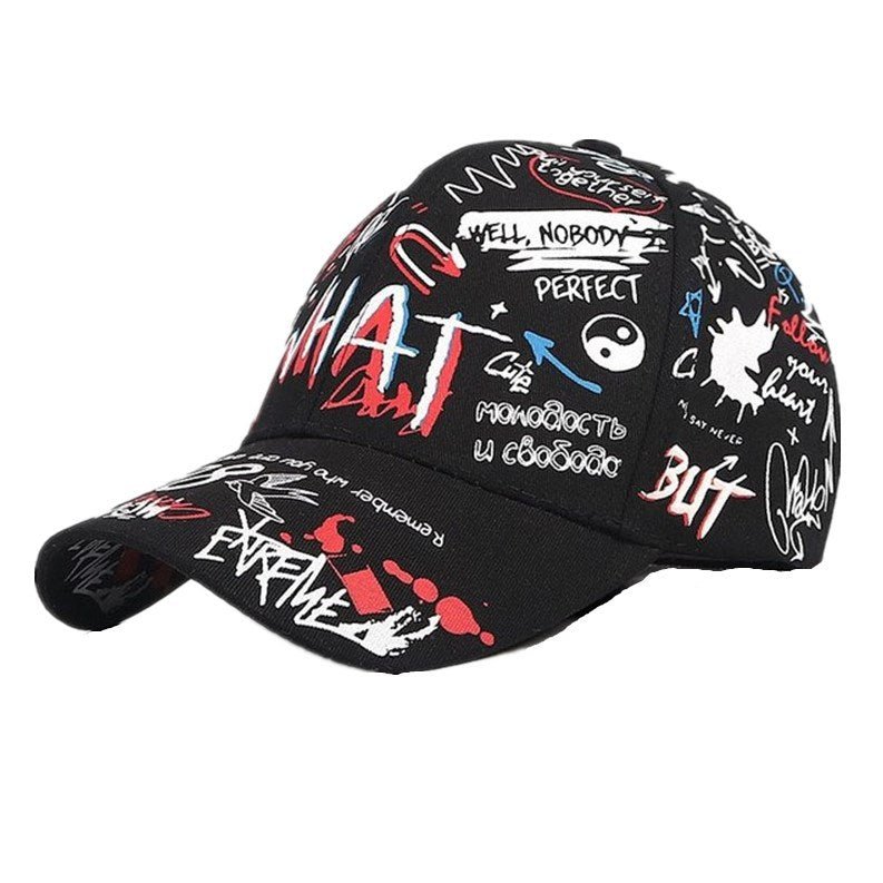 New WHAT Graffiti Baseball Cap Hip Hop Tide Hat Summer Travel Shade Caps Men Women Outdoor Sports Casual Hats Snapback Hats Gorr - RALO COLLECTION STUDIO