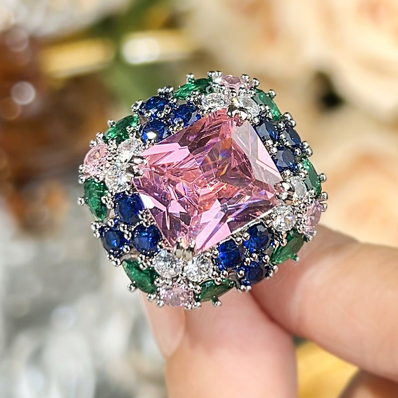 RALO Collection | Pastel Crystal Open Band Ring For Women – Elegant Color Stone Fashion Jewelry - RALO COLLECTION STUDIO
