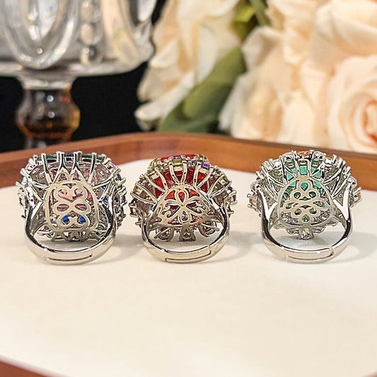 RALO Collection | Pastel Crystal Open Band Ring For Women – Elegant Color Stone Fashion Jewelry - RALO COLLECTION STUDIO