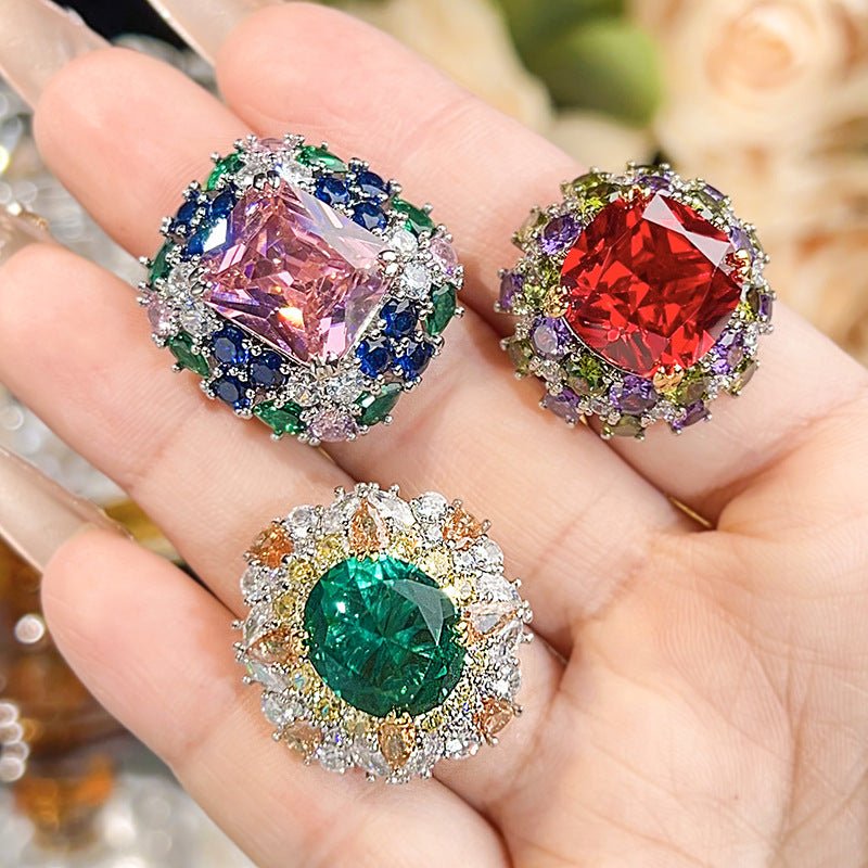 RALO Collection | Pastel Crystal Open Band Ring For Women – Elegant Color Stone Fashion Jewelry - RALO COLLECTION STUDIO